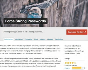 force wordpress password